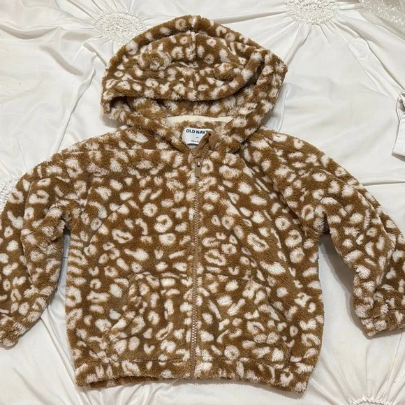 Old Navy Brown Leopard Print Fleece Hoodie - Picture 1 of 3